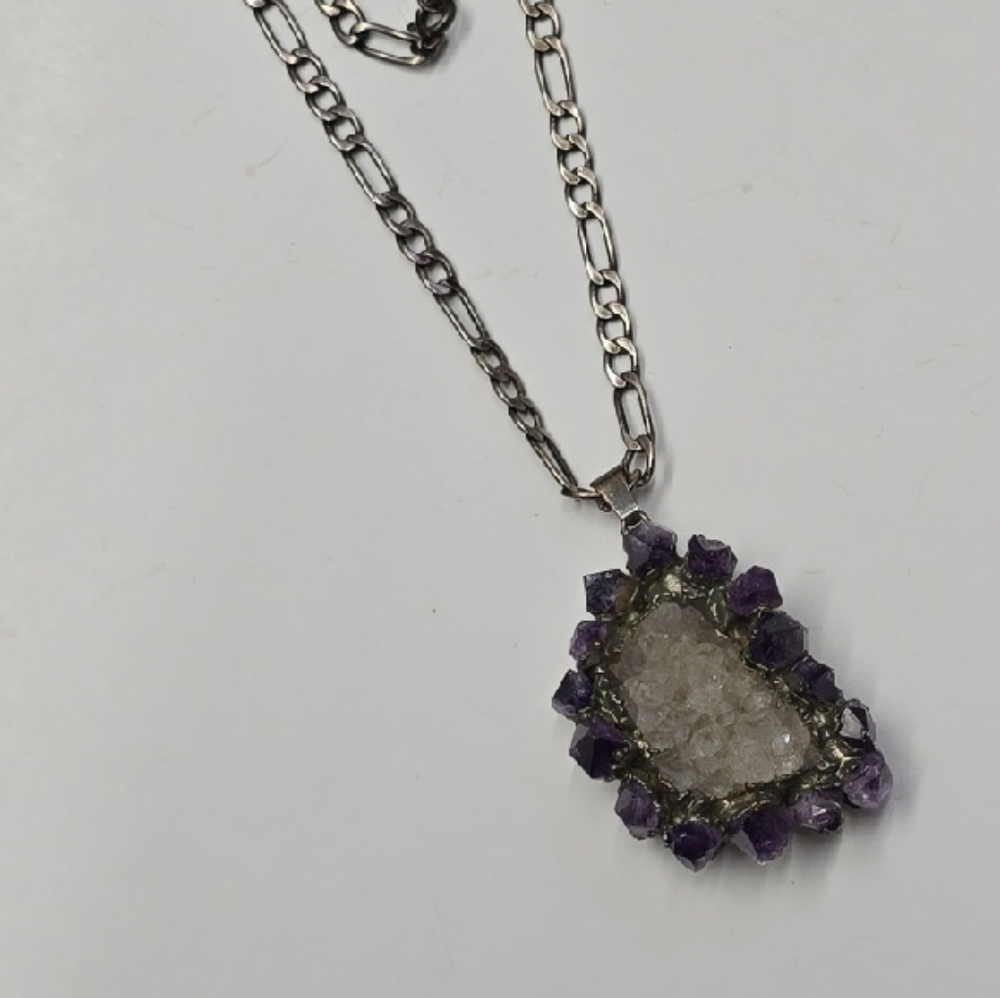 Amethyst And Clear Quartz Long Necklace